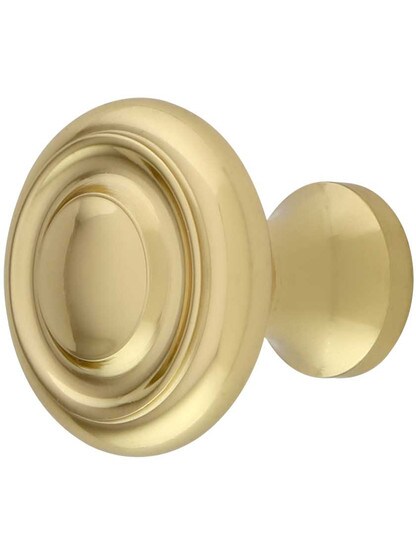 Brass Ringed Knob - 1-Inch Diameter in Polished Brass.